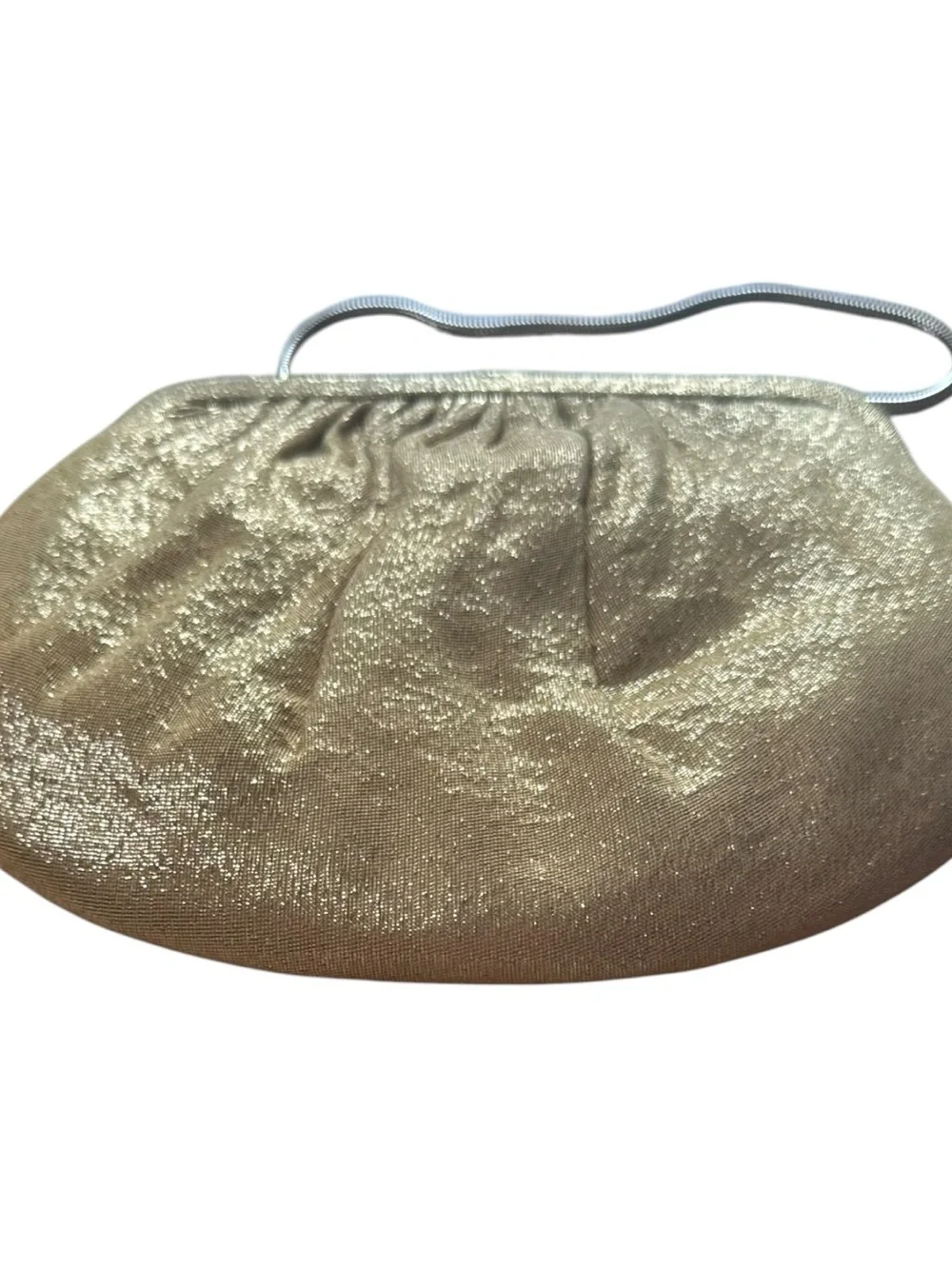 Vintage Gold Metallic Evening Bag Purse Clutch Chain Handle Formal Mid Century